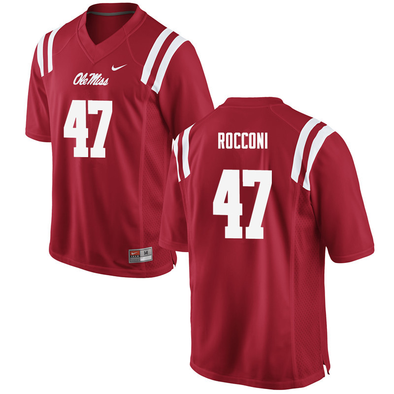 Men Ole Miss Rebels #47 Ty Rocconi College Football Jerseys-Red - Click Image to Close